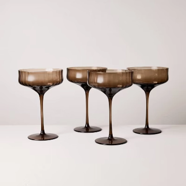 Set of 4 12oz Coupe Glasses Brown - Hearth & Hand™ with Magnolia