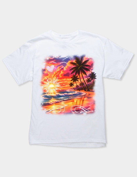 BEACH Sunset Airbrush Unisex Kids Tee - LT YELLOW