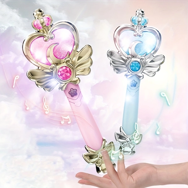 Festival Dress-Up Wand with LED Lights and Music, Fairy Wand for Girls' Pretend Play, Ideal as Birthday Gift, Party Gift, Holiday Gift, Children's Day Gift (Batteries Not Included)