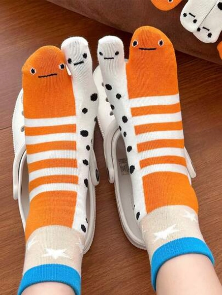 1-Piece Unisex Cute And Quirky Toe-Separated Mid-Calf Socks,-Cute Garden Eel Aquarium Couple Socks/BFF Quirky Fashion Socks, Weird Rare Socks Okinawa Aquarium Garden Eel Merchandise Daily Home Cute Thin Long Socks
