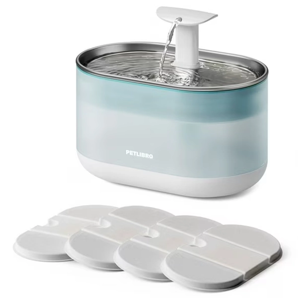 Petlibro Capsule Cat 67oz/2.1L Stainless Steel Tray Cat Water Fountain, Ultra Quiet, Automatic Cat Fountain with Two Flow Modes, BPA-Free, Metal Capsule, Healthy Water Fountain for Indoor Cats