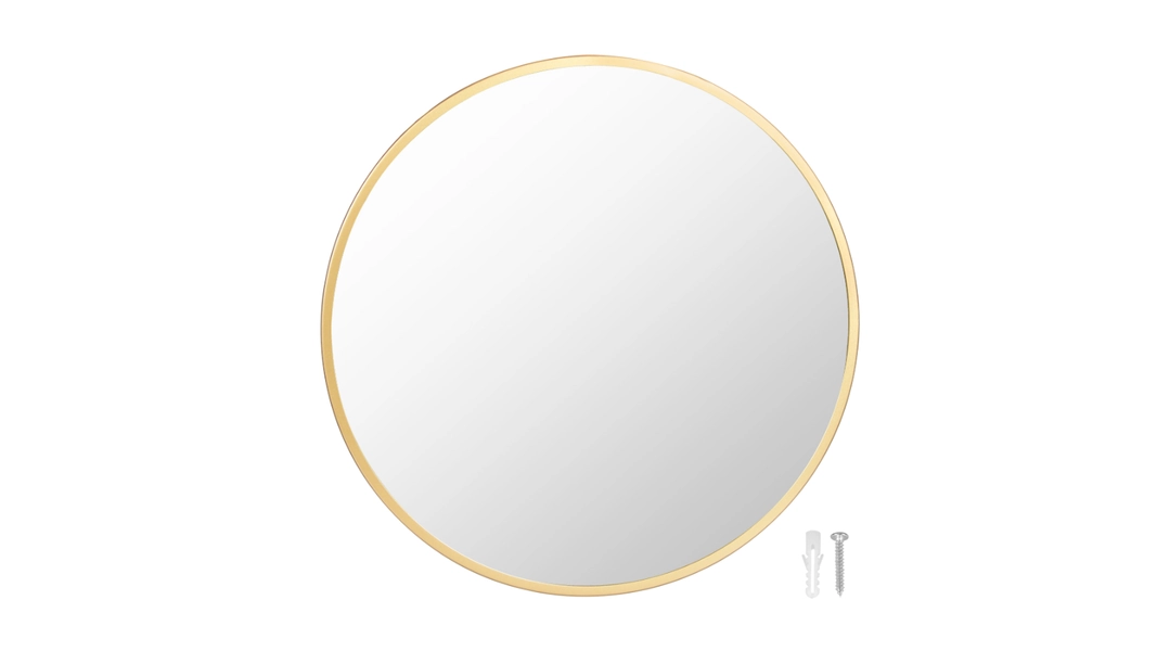 Yezi Golden Round Metal Framed Wall Mirror - 50cm