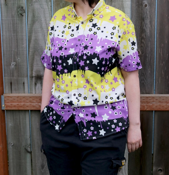 Nonbinary Star Drip Pride Button-Up (Made-to-Order)
