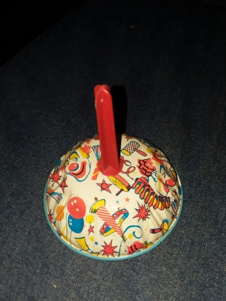 Rare vintage 1970s tin kids bell childrens toy clown party play metal