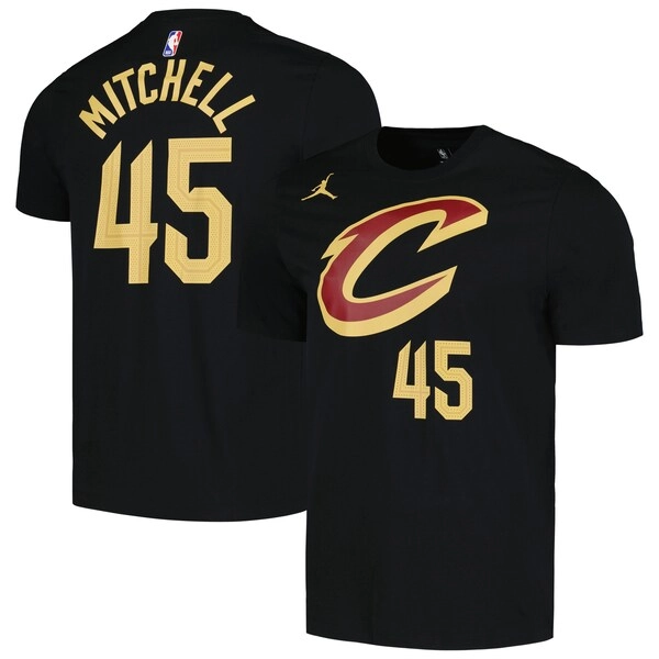 Men's Cleveland Cavaliers Donovan Mitchell Jordan Brand Black 2022/23 Statement Edition Name & Number T-Shirt