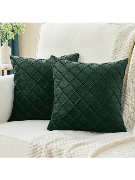 1pc Solid Color Cushion Cover Without Filler, Modern Dark Green Decorative Square Cushion Cover For Sofa