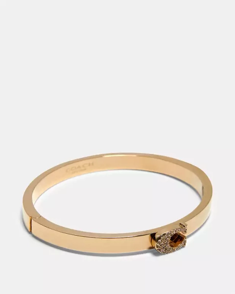 Gold Pave Signature Hinged Bangle