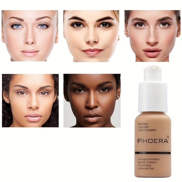 Phodera Soft Matte Full Coverage Foundation - Oil Control, Brightening, Multi-Color Liquid Concealer for All Skin Tones, Hydrating & Smooth Finish