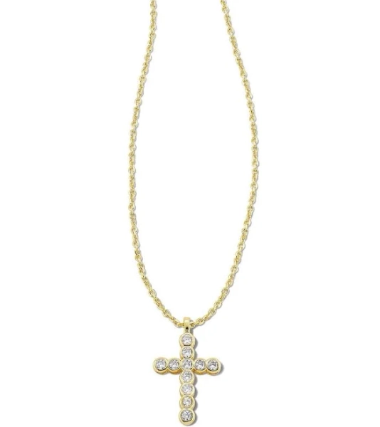 Kendra Scott White Crystal Cross Pendant Necklace