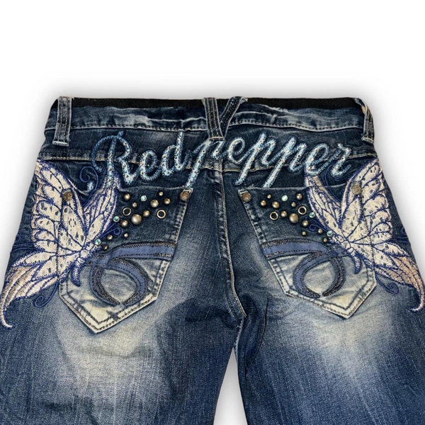 red pepper 2000s butterfly embroidered low rise...