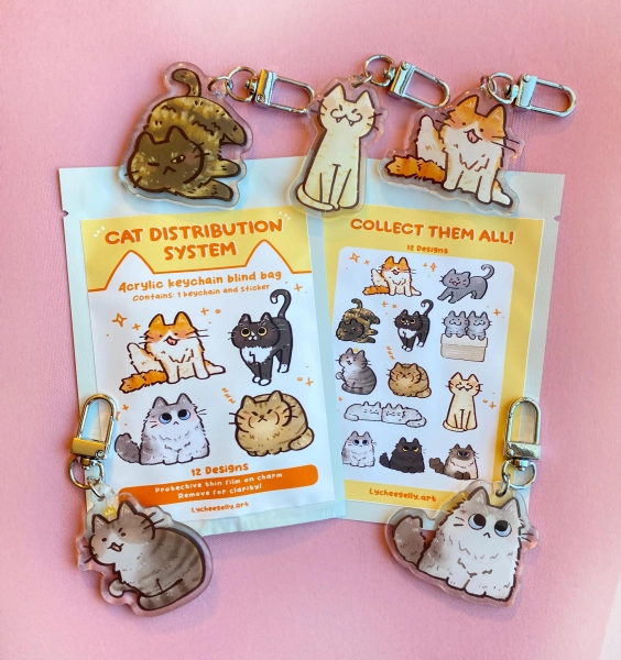 Cat Distribution System Blind Bag | Mystery acrylic keychain, Surprise, Cute gift, Cat lovers, Charm