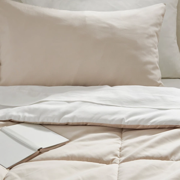 HEDFRYLE Comforter set - white/beige Full/Queen