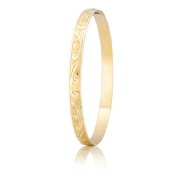 9ct Solid Gold Swirl Engraved Bangle - Miss Sassy