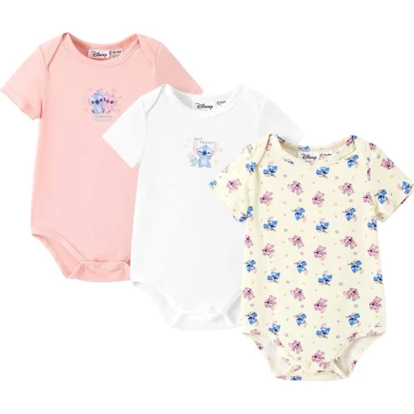 Disney Stitch Lot de 3 barboteuses à clipser pour bébé