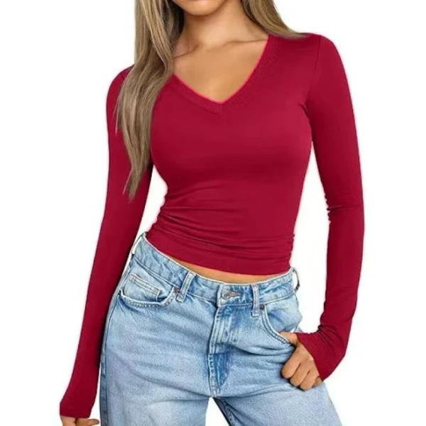 Women's Fitted V-Neck Tight Shirt