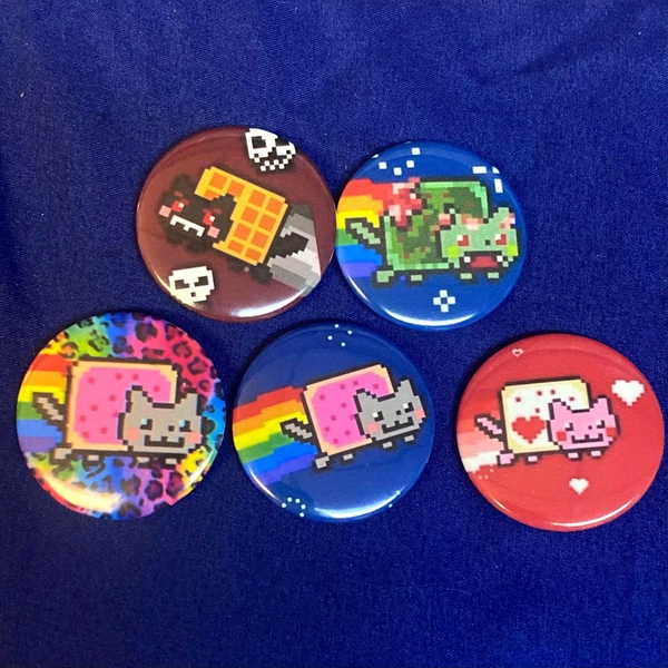 Nyan Cat 1 1/2" Pinback Buttons (custom made)