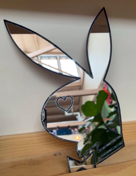 Bunny Mirror Decor | Acrylic Wall Art | Streetwear Home Decor | Hypebeast Room Decor | Minimal Icon Wall Art | Gift for Him Her