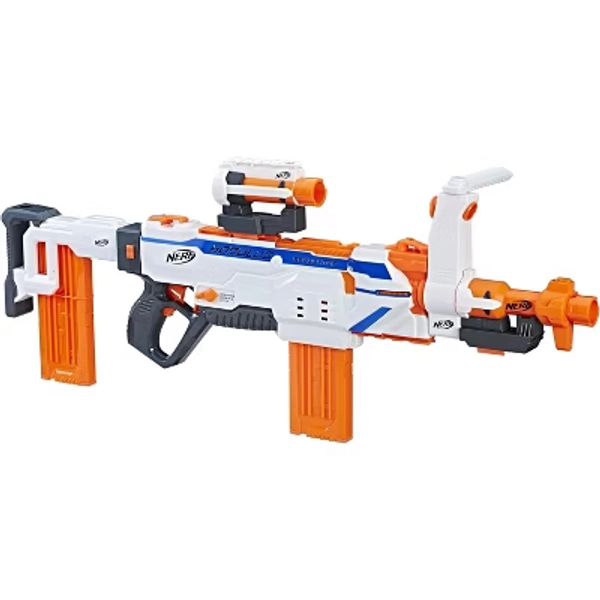 Nerf Modulus Regulator Fully Automatic Motorized Blaster with SwitchFire Technology, 2 Clips, 24 Elite Darts, and Accessories