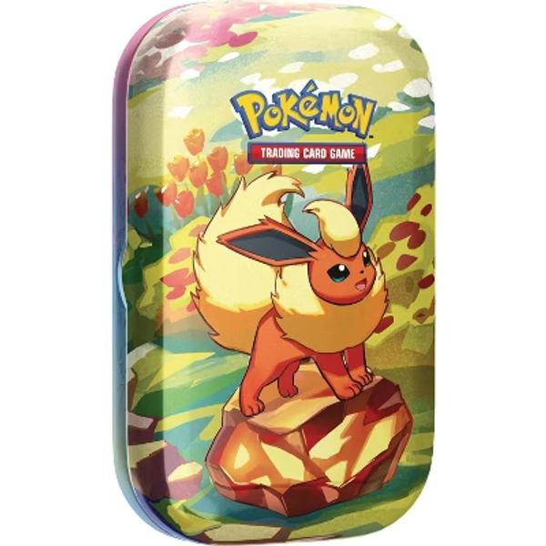 Pokemon TCG: Scarlet & Violet —Prismatic Evolutions Mini Tin - Flareon (2 Booster Packs & 1 Coin)
