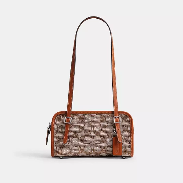 Silver/Burnished Amber Swing Zip Bag 20 In Crystal Signature Jacquard