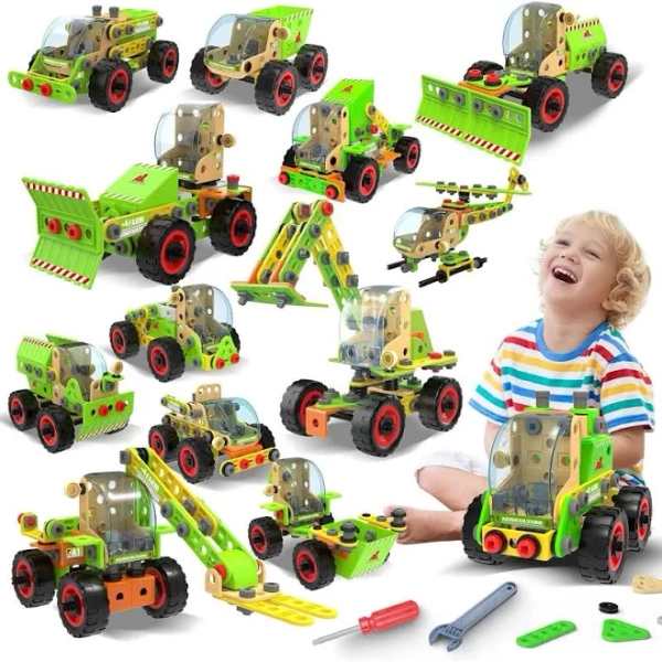 14-in-1 Building Stem Toy Set for 4 5 6 7 8 9+ Year Old Boy Birthday Gifts, STEM Toy Educational Engineering Kit, Building Toys for Kids Ages 4-8 5-7