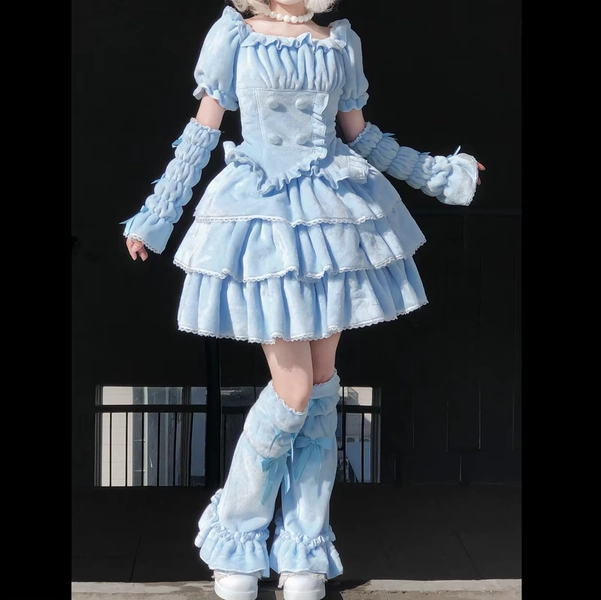 Mikumn Japanese Lolita Kawaii Women Sets Plush Bloomers Skirt+Puff Sleeve Shirts+Leg Warmer 3 Piece Winter Matching Sets Outfits - AliExpress 200000345