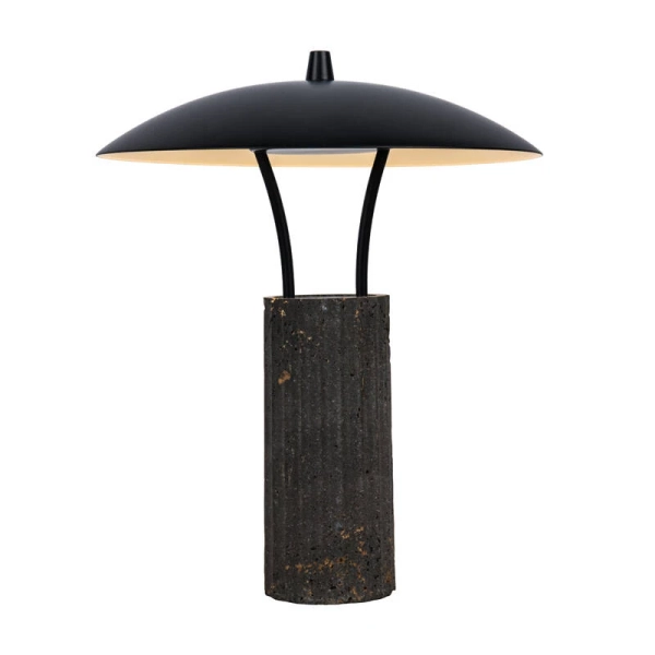Westport Isobelle Travertine Stone LED Table Lamp - Black