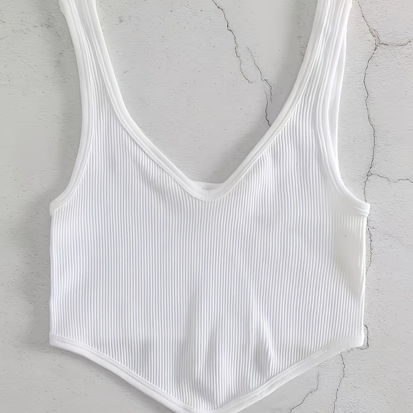 Women'S Short Spring And Summer V-Neck Solid Color Easy Casual Sports Tank Top