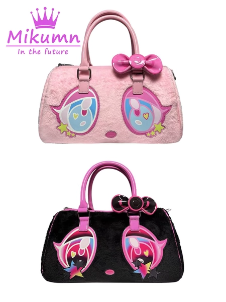Harajuku Y2k Japanese Kawaii Handbag Pink Black Plush Bag - AliExpress 1524