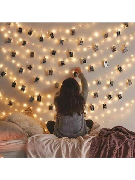 USB Powered Photo Clip String Lights, AA Battery Operated Fairy String Lights 33FT/100 LEDs, 10M/50 Clips, 5M/30 Clips, 3M/20 Clips Transparent Photo Clips, Suitable For Dorm, Bedroom, Christmas, Party, Wedding Decoration (Warm White)