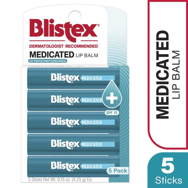 Blistex Medicated SPF 15 Lip Balm, 5 Pack, 3 Pack