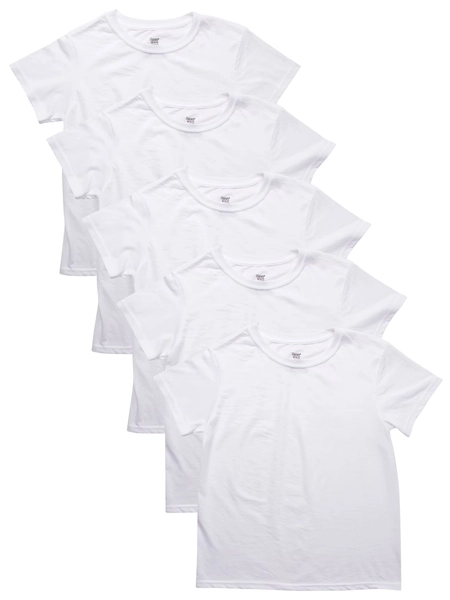 Hanes Boy' Ecosmart White Crew Undershirt Value Pack, 5-pack sizes S-XXL - Walmart.com