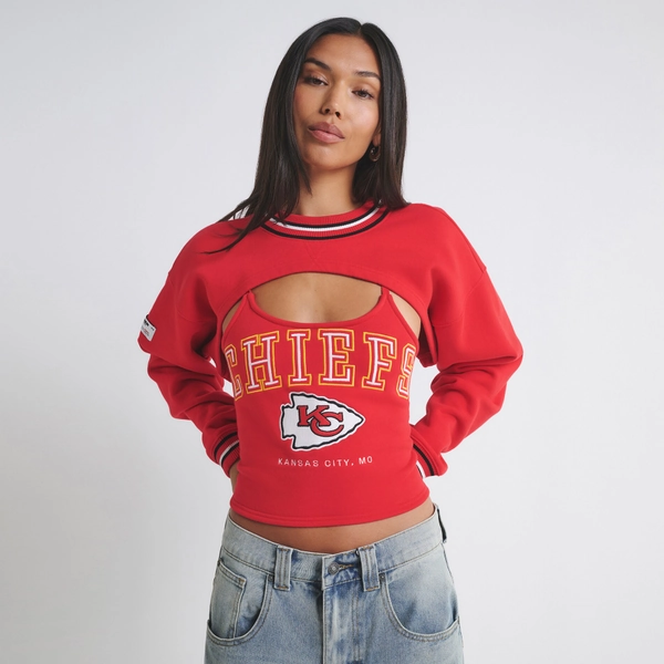 Women's Kansas City Chiefs  Off Season Red Fleece Shrug Cami