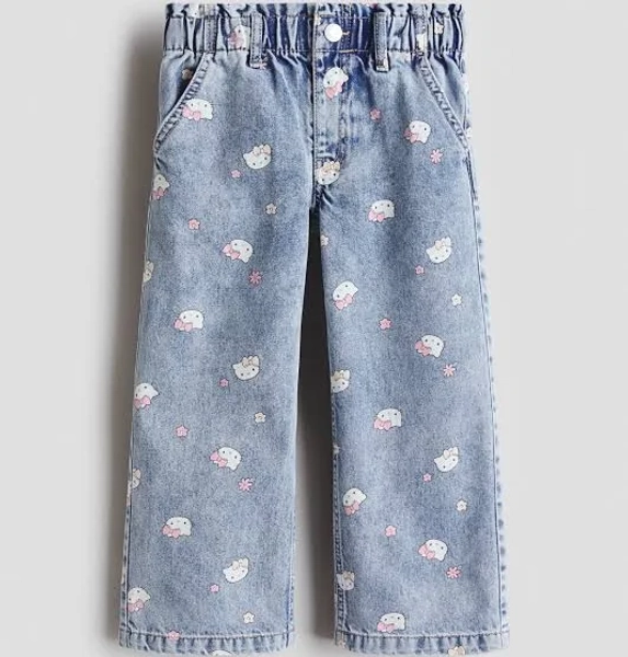 Denim blue Wide-Leg Jeans with Motif