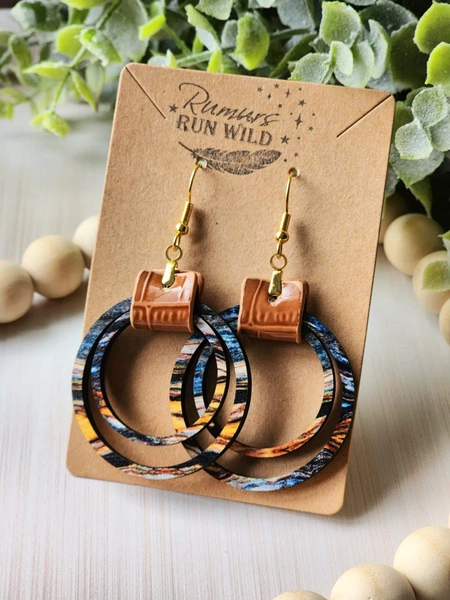 Boho Wood Statement Earrings and Necklace Set