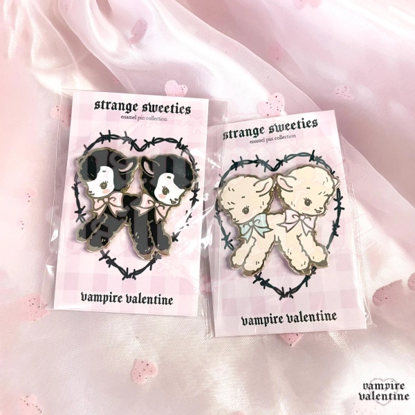 Lamb Twins Pin | Creepy Cute Oddity Art on Hard Enamel Accessory