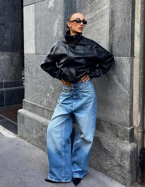 Oversize-Jacke aus Kunstleder