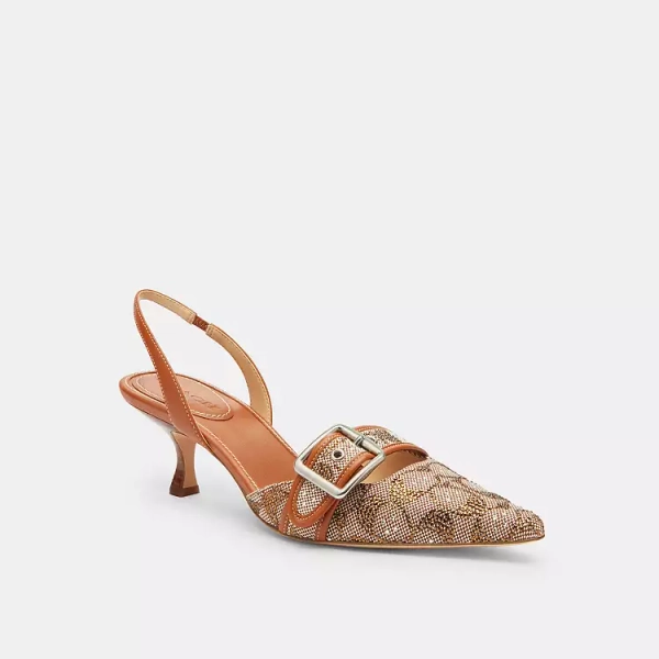 Burnished Amber Margot Slingback In Crystal Signature Jacquard