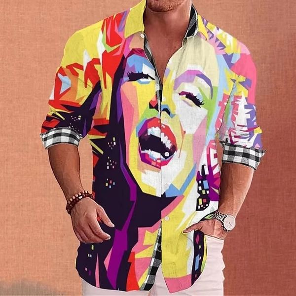 2023 Fashion Shirt Lapel Casual Men's Graffiti Ink Painting Flower Butterfly Outdoor Retro High Quality Material Top Plus Size - AliExpress 200000343