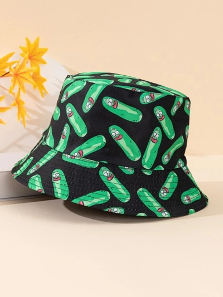 1pc Men Cartoon Pattern Creative Bucket Hat For Summer Street CasualMen's Sun Hat Summer Hat, Suitable For Summer Outdoor Activities Such As Hiking And Fishing