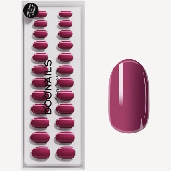 Doonails Reusable Soft Gel Press on Nails Medium Round Bubblegum 30 Press on Fingernails