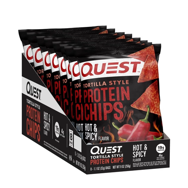 Tortilla Style Protein Chips - Hot & Spicy (8 Bags)