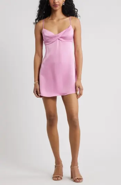 Twist Front Satin Minidress