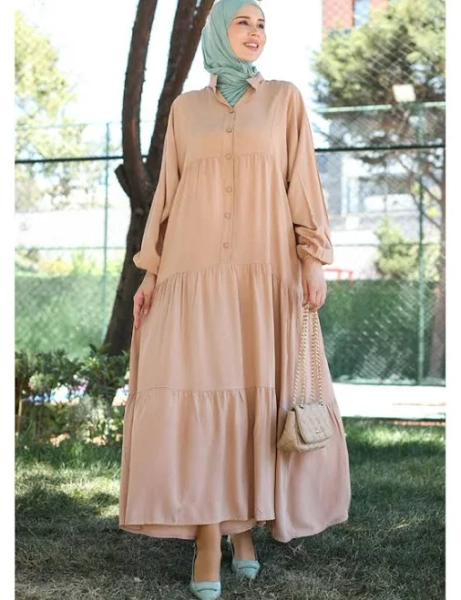 Milk Coffee Hijab Dress