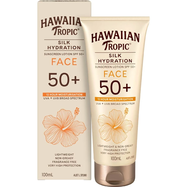 Hawaiian Tropic SPF 50+ Silk Hydration Face Sunscreen Lotion 100mL