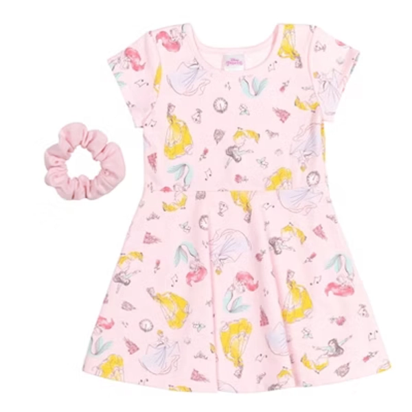 Disney Princess Belle Cinderella Ariel Infant Baby Girls French Terry Skater Dress Mulan Pink 18 Months