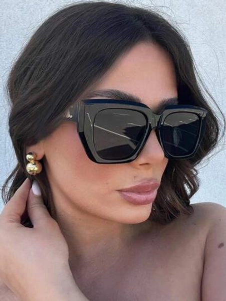 1pc Large Frame Polygonal Asymmetrical Retro Fashion Glasses, Full Frame Y2K Geometric Pattern Personalized And Versatile Women's Glasses, Suitable For Daily Wear And Decoration During Holidays And Travel For Summer Beach Vacation,Outdoor,Travel Shades Casual Style Oversized Butterfly Frame For Going Out Outfit,Back To School