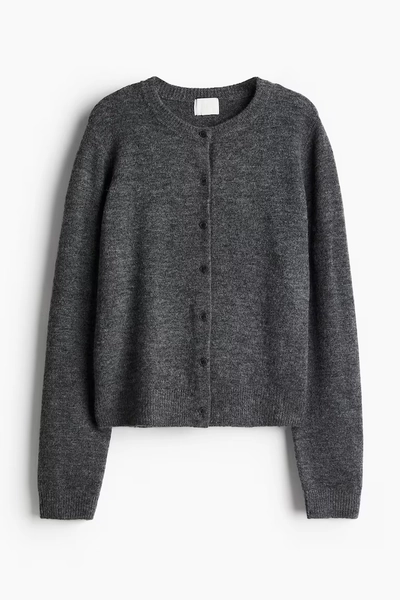 Knit Cardigan - Dark gray melange
