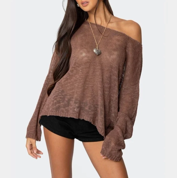 Edikted Women's Bri Oversized Boat Neck Sweater