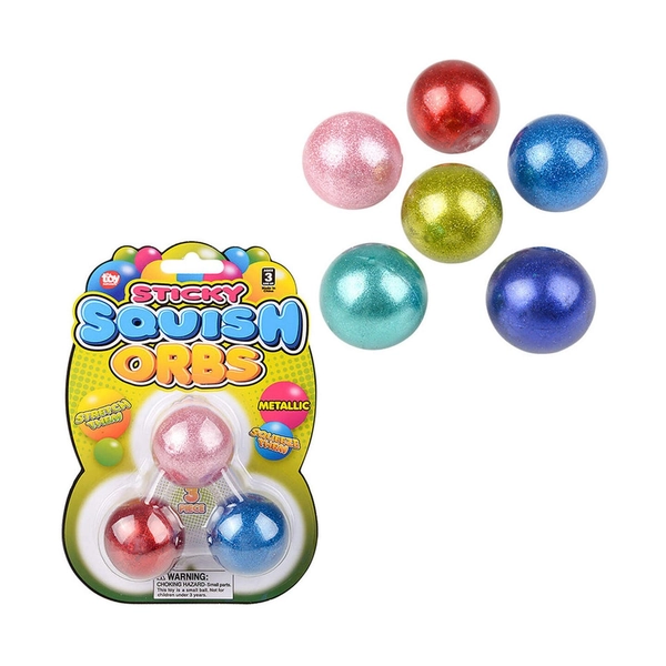 Sticky Metallic Orbs 3pc Set 1.5" Squishy Toy